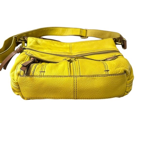 Fossil Yellow Leather Morgan Messenger Crossbody / Shoulder Bag - Picture 3 of 9